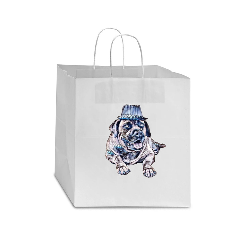 A Happy Mastiffdog Wearing A Star Paper Bag - 13 X 7 X 13 | Artistshot