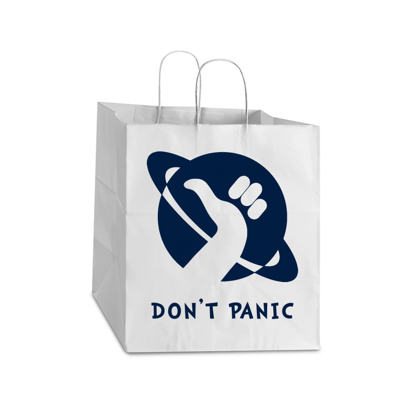 Space Dont Panic Take Out Paper Bag - 14 X 10 X 15 1/2 | Artistshot