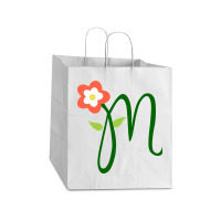 Letter M With Flower Take Out Paper Bag - 14 X 10 X 15 1/2 | Artistshot