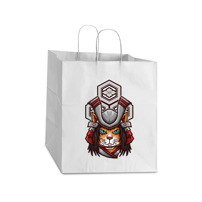 Samurai Cat Azai Nagamasa Take Out Paper Bag - 14 X 10 X 15 1/2 | Artistshot