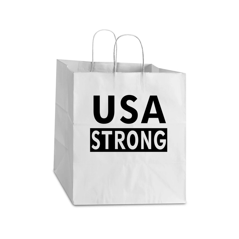 Usa Strong Take Out Paper Bag - 14 X 10 X 15 1/2 | Artistshot