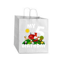 5 Year Old Farm My 5th Birthday Take Out Paper Bag - 14 X 10 X 15 1/2 | Artistshot