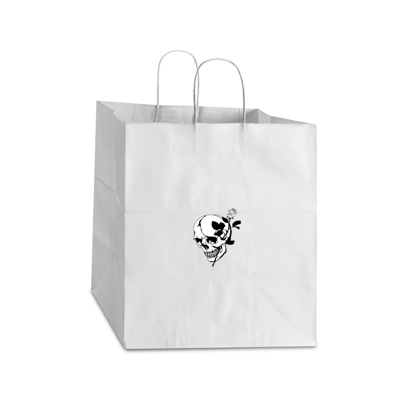 Aesthetic Skull Rose Take Out Paper Bag - 14 X 10 X 15 1/2 | Artistshot