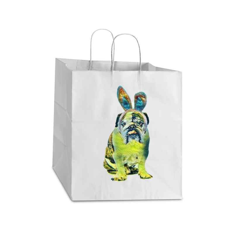 English Bulldog Sitting Again Take Out Paper Bag - 14 X 10 X 15 1/2 | Artistshot