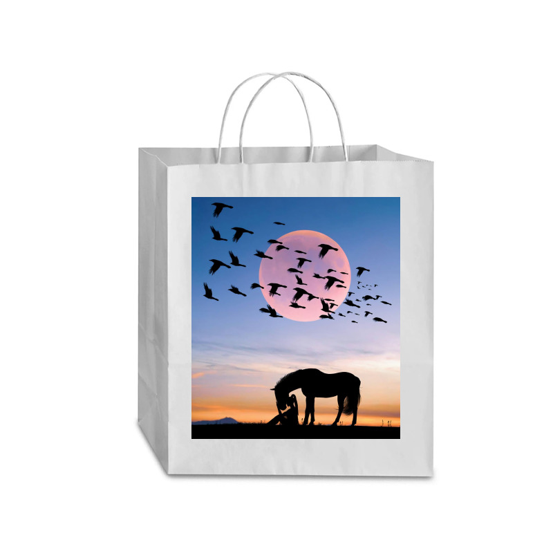 Horse And Woman Traveler Paper Bag -13 X 6 X 15 3/4 | Artistshot