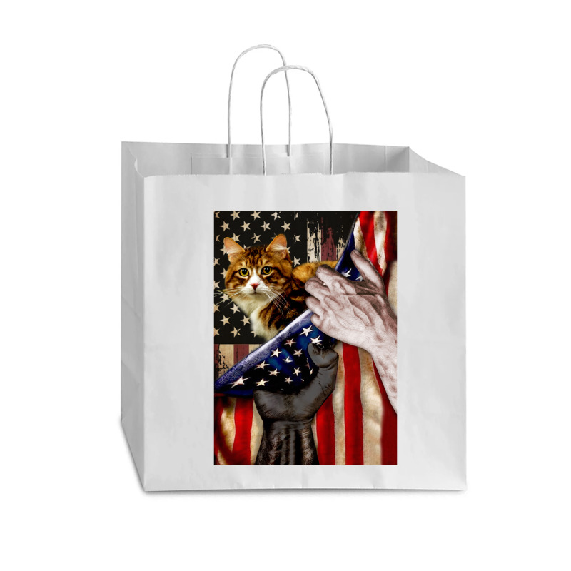 Independence Day Cat American Flag Vogue Paper Bag - 16 X 6 X 12 | Artistshot