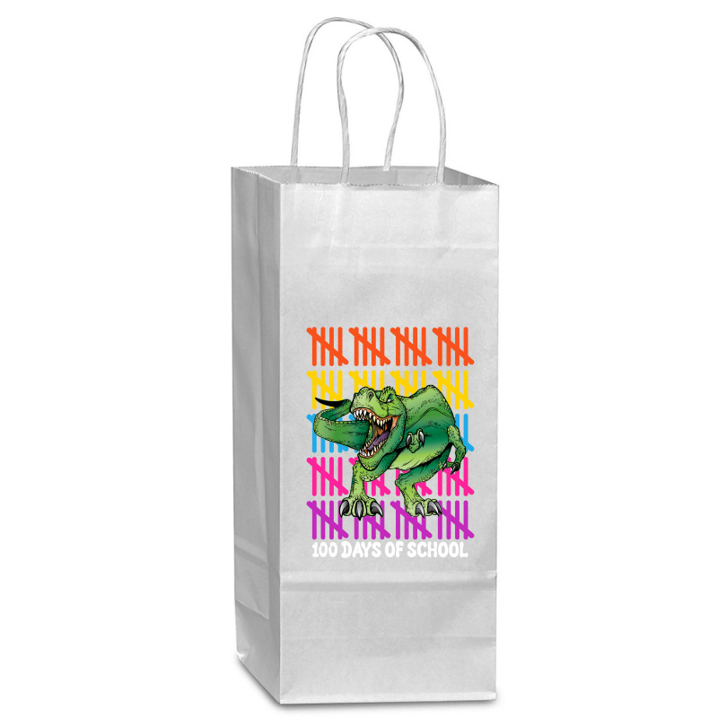 100 Days Of School T Rex For Dark Wine Paper Bag - 5 1/2 X 3 1/4 X 13 | Artistshot