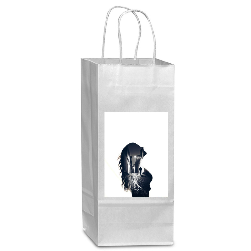 Girl Wine Paper Bag - 5 1/2 X 3 1/4 X 13 | Artistshot