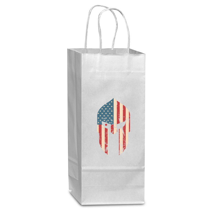 Spartan Warrior Helmet American Usa Flag | Ancient Greek Wine Paper Bag - 5 1/2 X 3 1/4 X 13 | Artistshot