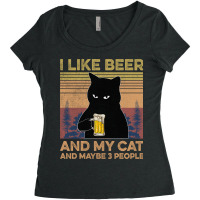 I Like Beer My Cat And Maybe 3 People Women's Triblend Scoop T-shirt | Artistshot