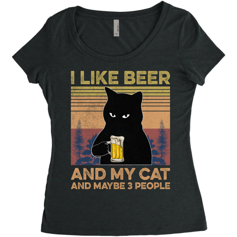 I Like Beer My Cat And Maybe 3 People Women's Triblend Scoop T-shirt by YenNgoc | Artistshot