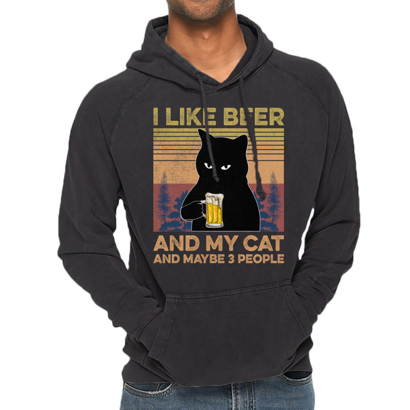 I Like Beer My Cat And Maybe 3 People Vintage Hoodie by YenNgoc | Artistshot