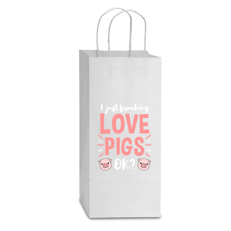 I Just Freaking Love Pigs Ok, For Pig Lover Double Wine Paper Bag - 6 1/2 X 3 1/2 X 12 3/8 | Artistshot