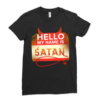 Hello My Name Is Satan For Halloween Ladies Fitted T-shirt | Artistshot