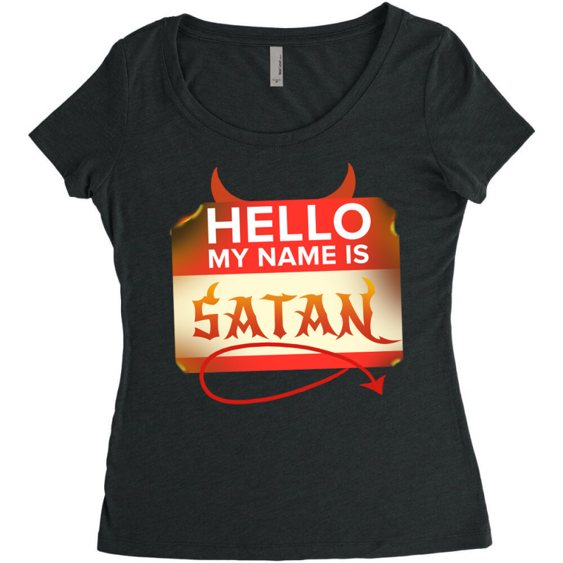 Hello My Name Is Satan For Halloween Women's Triblend Scoop T-shirt | Artistshot