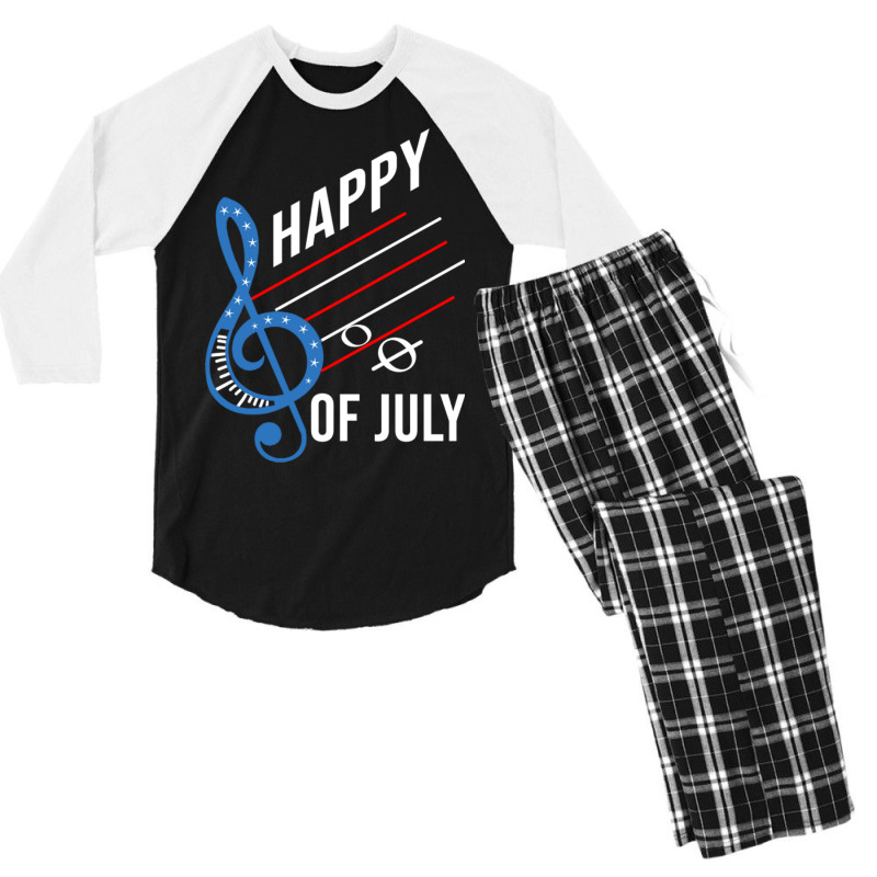 Happy Notes Of July For 4th Of July Men's 3/4 Sleeve Pajama Set by queerappear | Artistshot