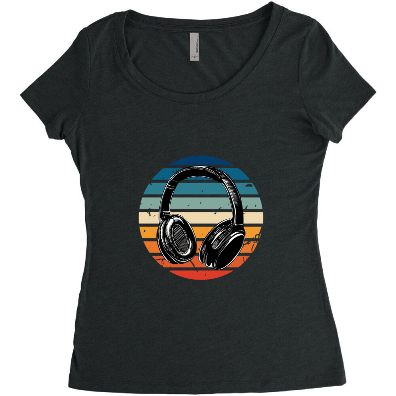 Vintage Earphone Women's Triblend Scoop T-shirt by micell | Artistshot