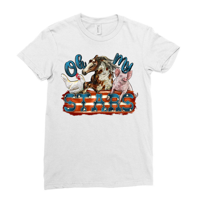 Oh My Stars Farm Animals Ladies Fitted T-Shirt by FaDigitalArtStudio | Artistshot