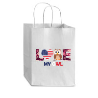 Patriotic American Flag Love My Owl Cub Paper Bag - 8 X 4 1/2 X 10 1/4 | Artistshot