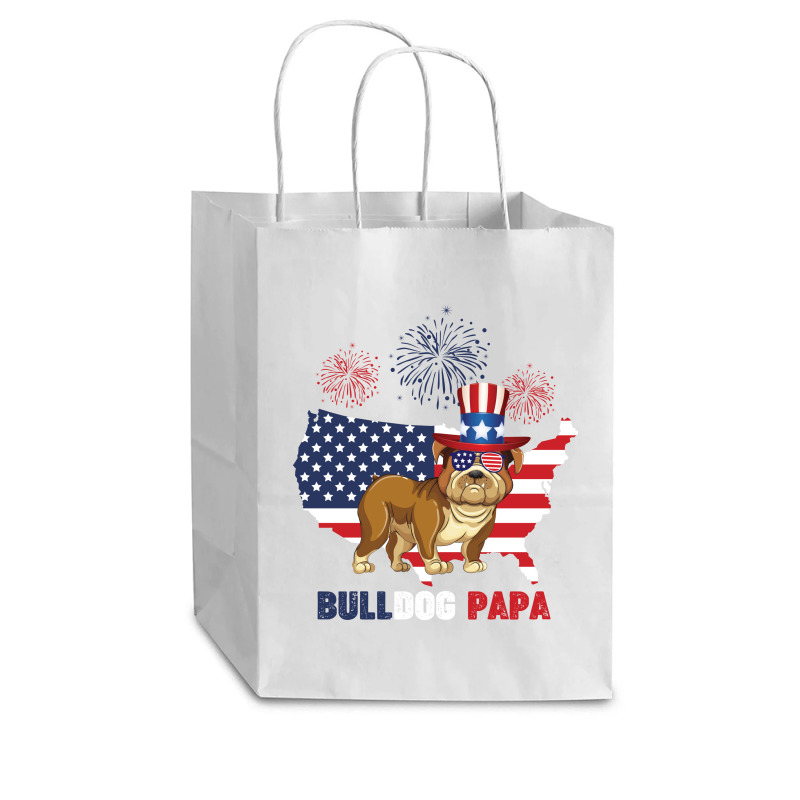 Bulldog  Papa American Flag  4th Of July Cub Paper Bag - 8 X 4 1/2 X 10 1/4 | Artistshot