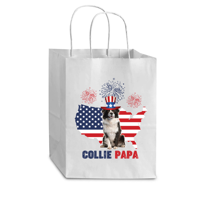 Collie Papa American Flag 4th Of July Cub Paper Bag - 8 X 4 1/2 X 10 1/4 | Artistshot