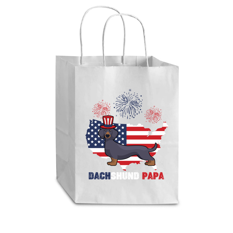 Dachshund Papa American Flag 4th Ofjuly Cub Paper Bag - 8 X 4 1/2 X 10 1/4 | Artistshot