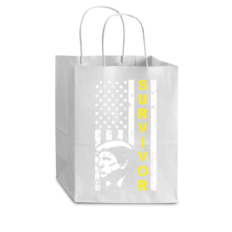 Anti Trump Survivor American Flag Cub Paper Bag - 8 X 4 1/2 X 10 1/4 | Artistshot