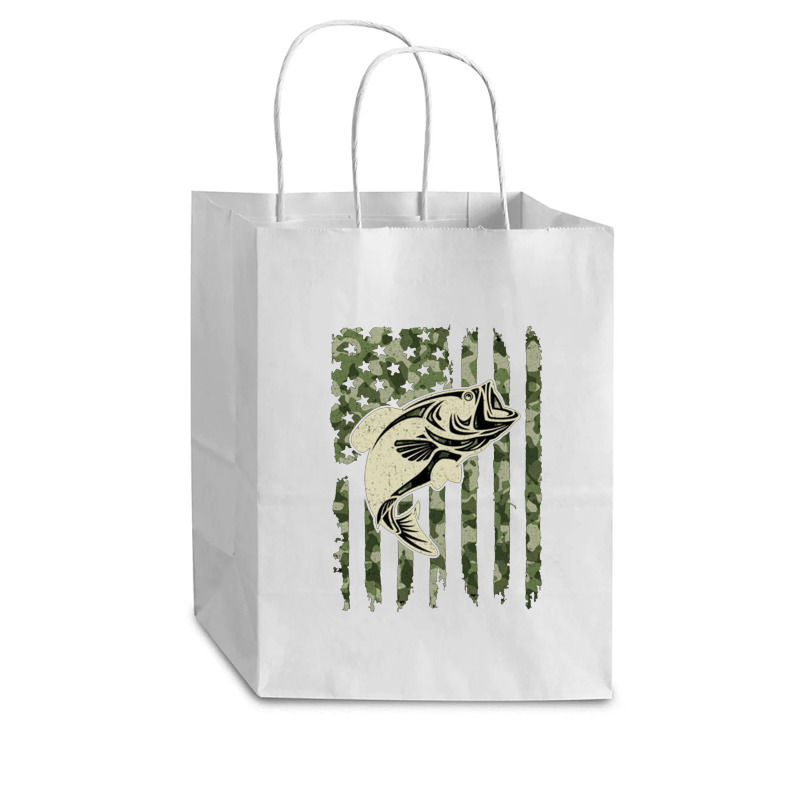 Camouflage American Flag Bass Fishing Cub Paper Bag - 8 X 4 1/2 X 10 1/4 | Artistshot