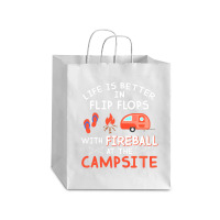 Life Is Better In Flip Flops With Fireball At The Campsite Debie Paper Bag - 10 X 5 X 13 | Artistshot