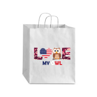 Patriotic American Flag Love My Owl Debie Paper Bag - 10 X 5 X 13 | Artistshot