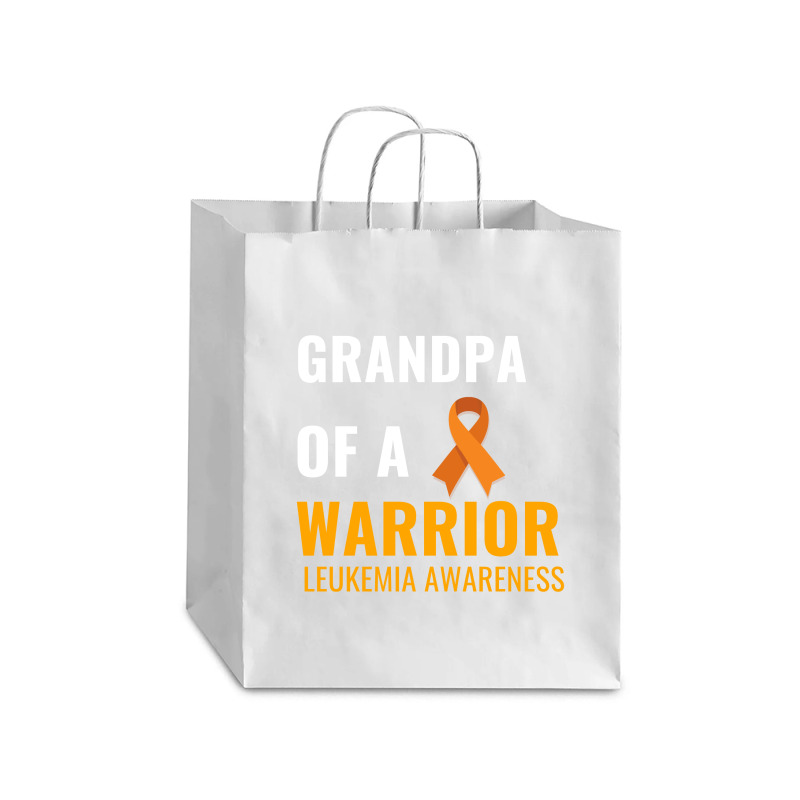 Grandpa Of A Warrior Leukemia Awareness White Debie Paper Bag - 10 X 5 X 13 | Artistshot