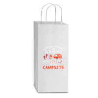 Life Is Better In Flip Flops With Fireball At The Campsite Double Wine Paper Bag - 6 1/2 X 3 1/2 X 12 3/8 | Artistshot