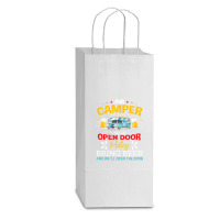 Our Camper Has An Opem Door Policy Bring Beer And Well Open The Door Double Wine Paper Bag - 6 1/2 X 3 1/2 X 12 3/8 | Artistshot