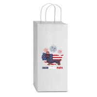 Dachshund Papa American Flag 4th Ofjuly Double Wine Paper Bag - 6 1/2 X 3 1/2 X 12 3/8 | Artistshot