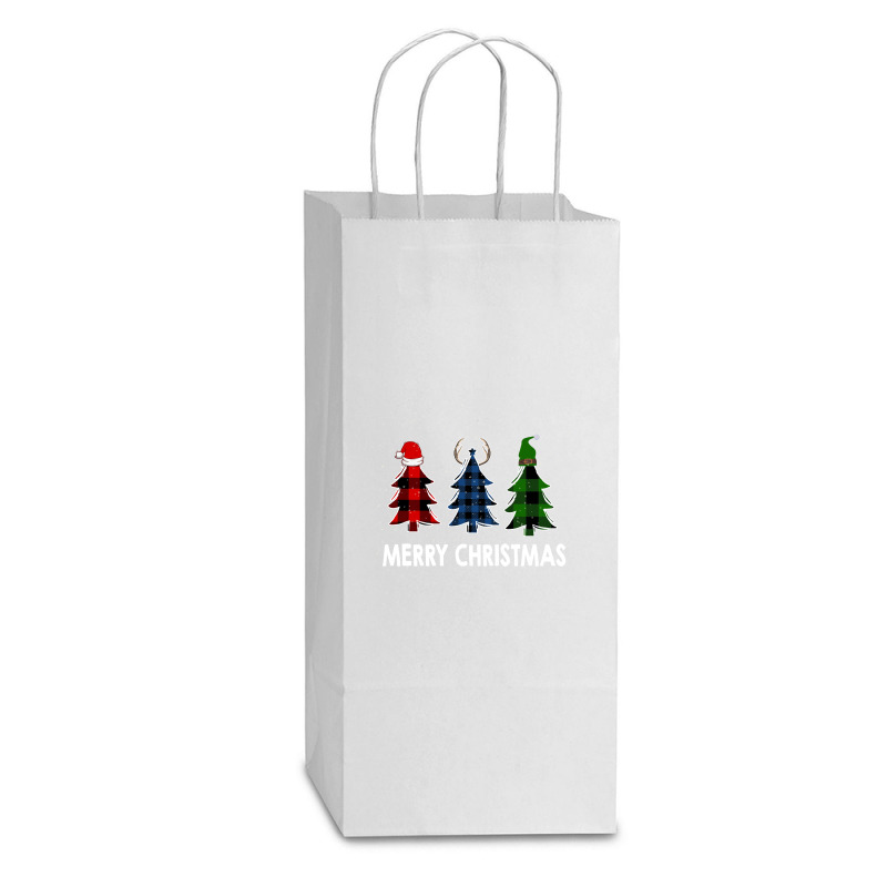 Merry Christmas Double Wine Paper Bag - 6 1/2 X 3 1/2 X 12 3/8 | Artistshot