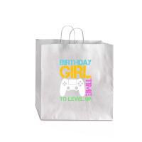 Birthday Girl Time To Level Up Funny Retro Video Gamer T-shirt Jumbo Paper Bag - 18 X 7 X 18 3/4 | Artistshot