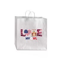 Patriotic American Flag Love My Owl Jumbo Paper Bag - 18 X 7 X 18 3/4 | Artistshot