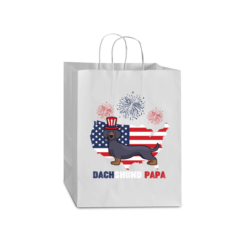 Dachshund Papa American Flag 4th Ofjuly Mart Paper Bag -13 X 7 X 17 | Artistshot