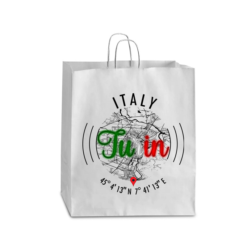 Turin Italy Road Map Art - Earth Tones Queen Paper Bag - 16 X 6 X 19 1/4 | Artistshot