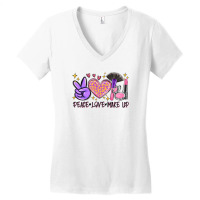 Peace Love Make Up Women's V-neck T-shirt | Artistshot