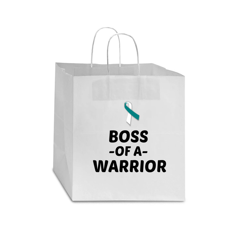 Boss Of A Warrior Cervical Cancer Awareness Star Paper Bag - 13 X 7 X 13 | Artistshot