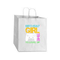 Birthday Girl Time To Level Up Funny Retro Video Gamer T-shirt Take Out Paper Bag - 14 X 10 X 15 1/2 | Artistshot