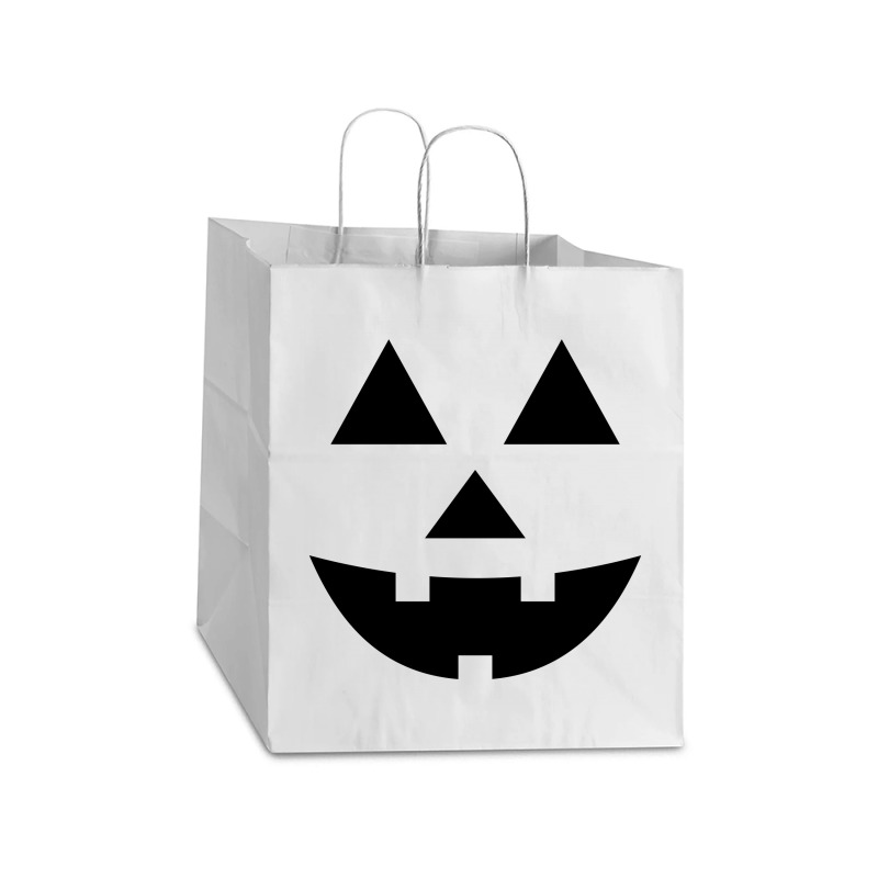 Black Pumpkin Face For Halloween Costumes Take Out Paper Bag - 14 X 10 X 15 1/2 | Artistshot