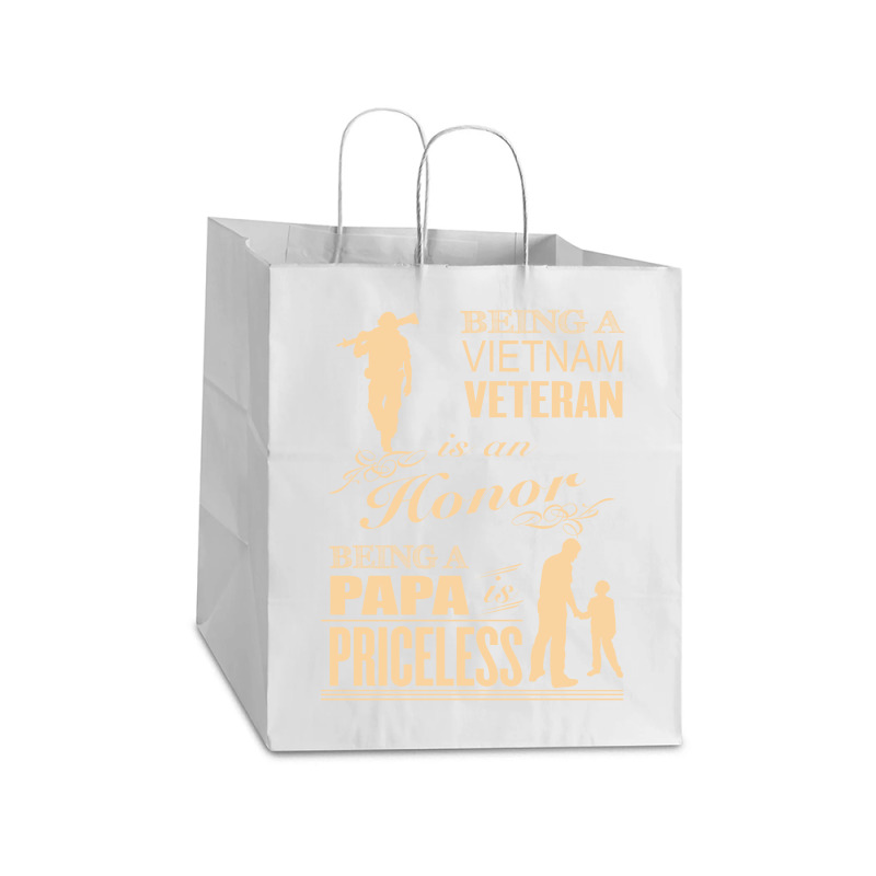 Being A Viet Nam Veteran Is An Honor   Being A Papa Is Priceless Take Out Paper Bag - 14 X 10 X 15 1/2 | Artistshot