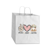 Peace Love Sloths Take Out Paper Bag - 14 X 10 X 15 1/2 | Artistshot