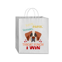 Rock Paper Scissors Throat Punch I Win Dog Retro Vintage Saint Bernard Traveler Paper Bag -13 X 6 X 15 3/4 | Artistshot