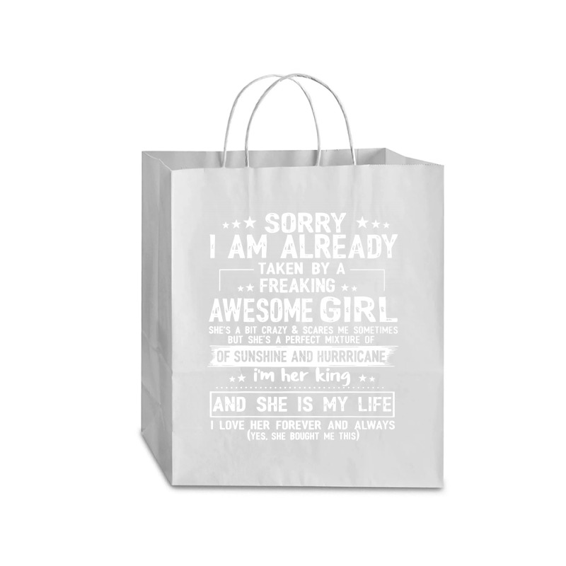 Sorry I Am Already Taken By A Freaking Awesome Girl Traveler Paper Bag -13 X 6 X 15 3/4 | Artistshot