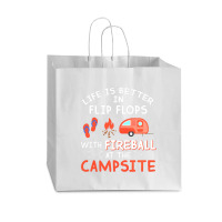 Life Is Better In Flip Flops With Fireball At The Campsite Vogue Paper Bag - 16 X 6 X 12 | Artistshot