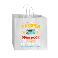 Our Camper Has An Opem Door Policy Bring Beer And Well Open The Door Vogue Paper Bag - 16 X 6 X 12 | Artistshot