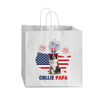 Collie Papa American Flag 4th Of July Vogue Paper Bag - 16 X 6 X 12 | Artistshot